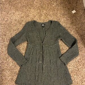 Y2K Alexandra Bartlett Cardigan Sweater long length big button wool blend size s